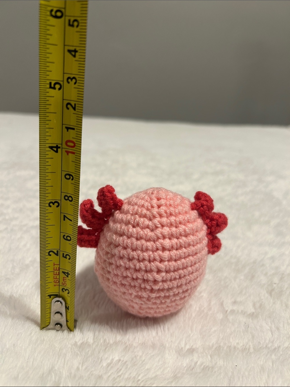 Pink Crochet Axolotl Plush with dark Pink Gills emotional gift - Picture 4 of 4